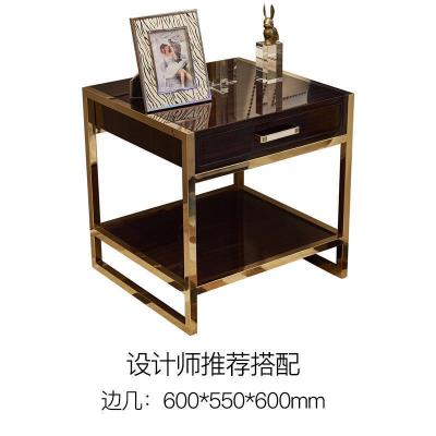 森美人后现代轻奢风边几角几客厅不锈钢小茶几正方形边角柜简约沙发边桌