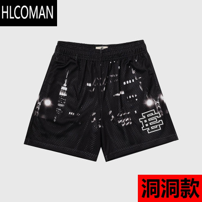 HLCOMAN新EE美式休闲健身短裤肌肉型男运动四分裤网眼透气款欧美明星同款