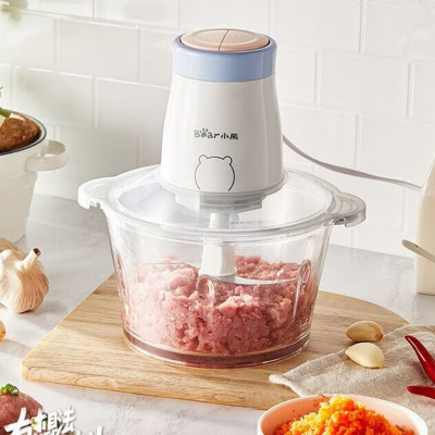 小熊(Bear)绞肉机家用电动不锈钢全自动多功能搅拌绞馅小型打肉碎菜2L容量全自动料理机QSJ-B02Q1