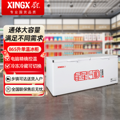 星星BD/BC-888GD 865升冰柜商用大容量全冷冻全冷藏单温卧式冰箱 保鲜冷柜海鲜冻肉速冻柜