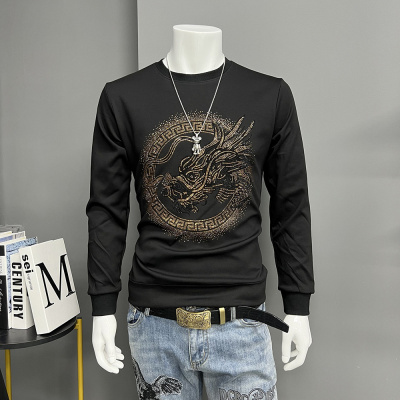 本命年红色长袖卫衣男龙年冬季时尚烫钻青年网红T恤打底衫潮_1