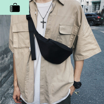 2020超火斜挎包潮牌小背包胸包蹦迪包男腰包迷你包包女单肩包inNEW LAKE 黑色男士单肩包