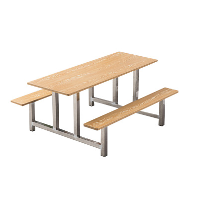 风雷动学校食堂不锈钢餐桌椅4人6人15人位工厂员工饭堂连体快餐桌椅组合6人位防火板