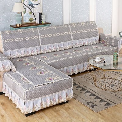美帮汇沙发垫四季通用坐垫靠背垫北欧简约布艺沙发套罩防滑全包盖布 伊利亚灰 110*180
