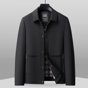 新款爸爸装春季翻领夹克中老年男式外套40-50岁中年服装男大码