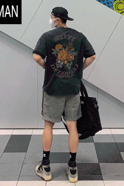 HLCOMAN美式复古正肩vibe短袖T恤男款潮牌夏季高街宽松半袖上衣