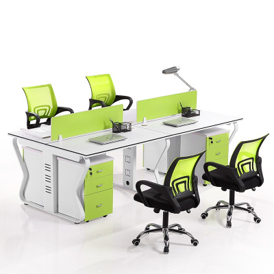 三能 办公家具桌椅组合双人位4人位6人位其他员工办公室桌子简约现代职员办公桌钢架屏风桌 四人位