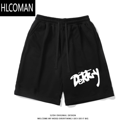 HLCOMAN欧美风vibe宽松百搭街头字母印花短裤男女夏季休闲五分情侣款短裤