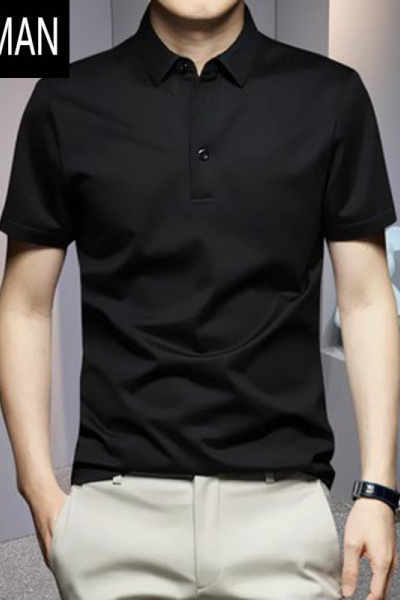 HLCOMAN莫代尔男士夏季冰丝polo衫短袖商务翻领上衣薄款体恤半袖高端t恤