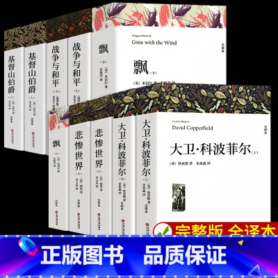 全10册 大卫·科波菲尔+战争与和平+飘+悲惨世界+基督山伯爵 [正版]基督山伯爵三个火枪手三部曲初高中完整原著全译本全