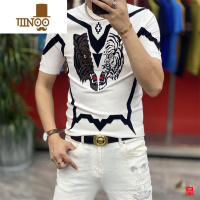 YANXU欧货针织衫毛衣男2023新款秋季虎头提花拼色休闲上衣百搭打底衫帅