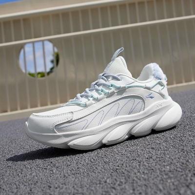 361°灵狐女鞋皮面运动鞋冬季高帮加绒保暖棉鞋跑步鞋软底跑鞋