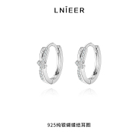 925纯银蝴蝶结耳圈女小众设计感养耳洞耳环2025年新款潮春夏耳饰送女朋友老婆情人节七夕生日礼物