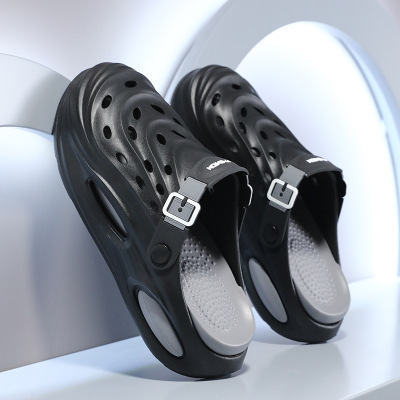 春夏季居家休闲懒人透气多色平底洞洞鞋舒适沙滩外穿男士懒人鞋