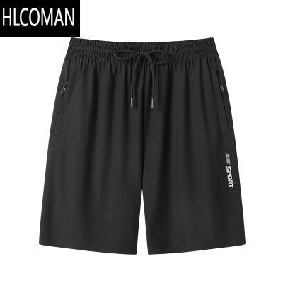 HLCOMAN男冰丝速干运动裤加肥加大码弹力休闲空调短裤透气柔软宽松五分裤