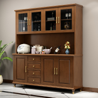 青木川 简约现代中式实木酒柜餐边柜一体靠墙餐客厅厨房碗柜小户型置物架收纳柜展示柜加高款茶水柜