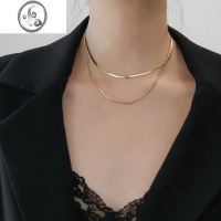 JiMi不掉色双层蛇骨链项链女夏轻奢小众冷淡风锁骨链设计感颈链情人节
