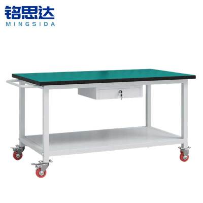 铭思达轻型防静电工作台双层140*80*75cm(带轮)张