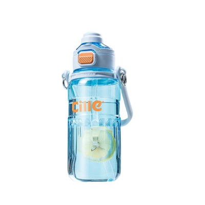 希乐塑料杯1L户外便携大容量双饮耐用淑薄蓝XL-2475