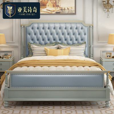 美式床1.8米双人床简约现代皮床主卧床轻奢美式全实木床