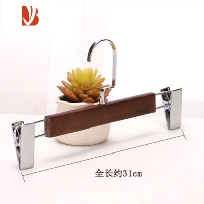 三维工匠十个装成人防滑裤架儿童实木服装店家用衣橱木质裤夹子衣架撑