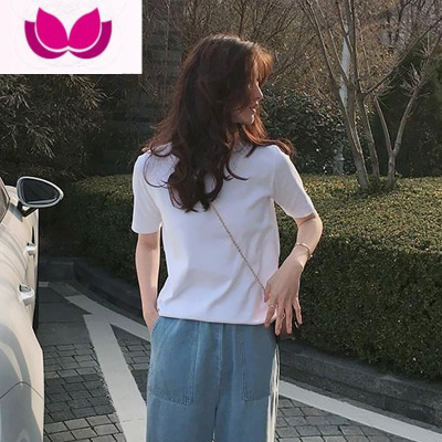 七斓克莱因蓝短袖t恤女夏季宽松韩系甜美女装体恤ins小众潮牌上衣