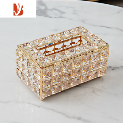 三维工匠轻奢网红水晶纸巾盒客厅餐厅遥控器收纳盒茶几花艺烟灰缸摆设 水晶纸巾盒