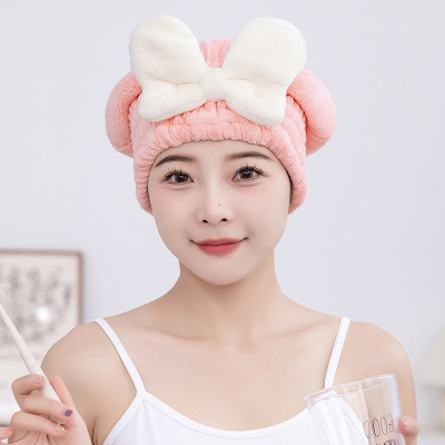 [补贴10%]干发帽超强吸水速干帽蝴蝶结新款可爱干发巾洗头发浴帽女包头巾 [樱花粉]速干加厚❤大蝴蝶公主帽