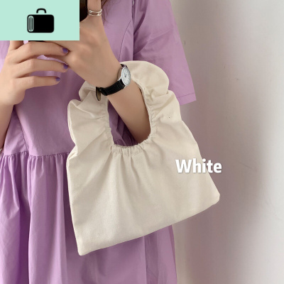 夏季新款韩版ins风网红时尚褶皱荷叶边手提饺子包帆布手拎包女潮NEW LAKE女斜挎包