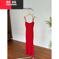 YIBUSHENG[skim*薄荷曼波]绿色吊带连衣裙女温柔风修身显瘦裙子