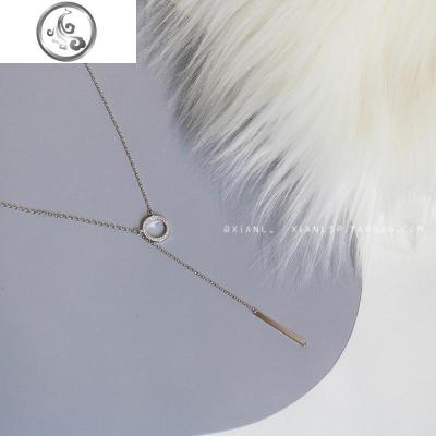韩版百搭圆圈锆石项链女锁骨链ins简约潮一字吊坠颈链网红配饰品 JiMi
