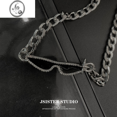 JiMiJSISTER中性潮酷墨镜设计项链男潮ins嘻哈个性嘻哈蹦迪网红锁骨链