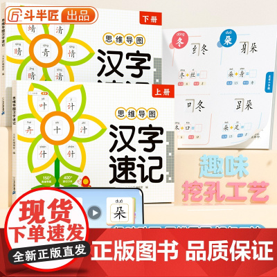 斗半匠小学生思维导图速记汉字升级版一年级二年级三四五六年级上下册生字卡片巧记生字语文认识汉字偏旁部首结构常用汉字儿童认字