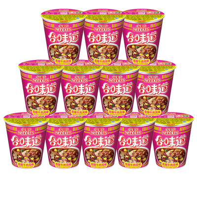 日清(NISSIN) 方便面组合装 杯面泡面快餐面 麻辣牛肉风味12杯整箱装