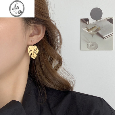 JiMi[迷度]气质磨砂金龟叶片耳环简约ins复古夸张小耳坠 精致 超仙