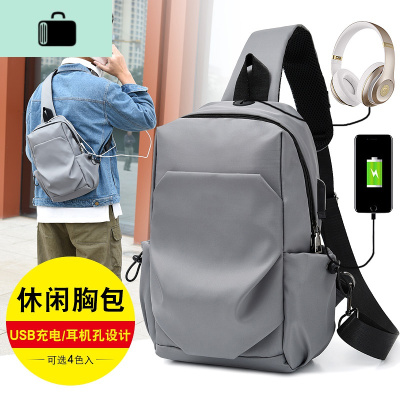 新款胸包男休闲商务尼龙布大容量斜挎包潮牌运动韩版背包胸包潮男NEW LAKE男士斜挎包