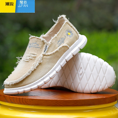 聚范2024透气老北京布鞋男士休闲男款懒人鞋一脚蹬帆布男鞋