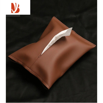 三维工匠车载纸巾盒抽纸袋车内挂式简约风纸巾套汽车扶手箱皮革通用纸巾包 棕色(超纤皮质)