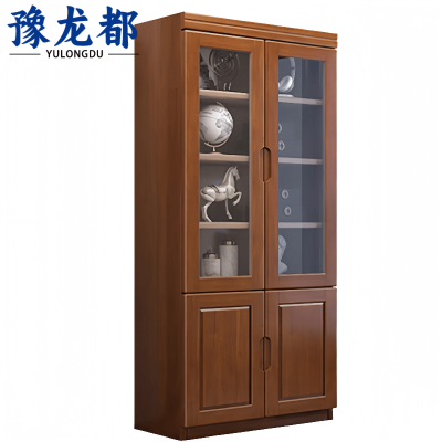 豫龙都实木书柜文件柜两门个