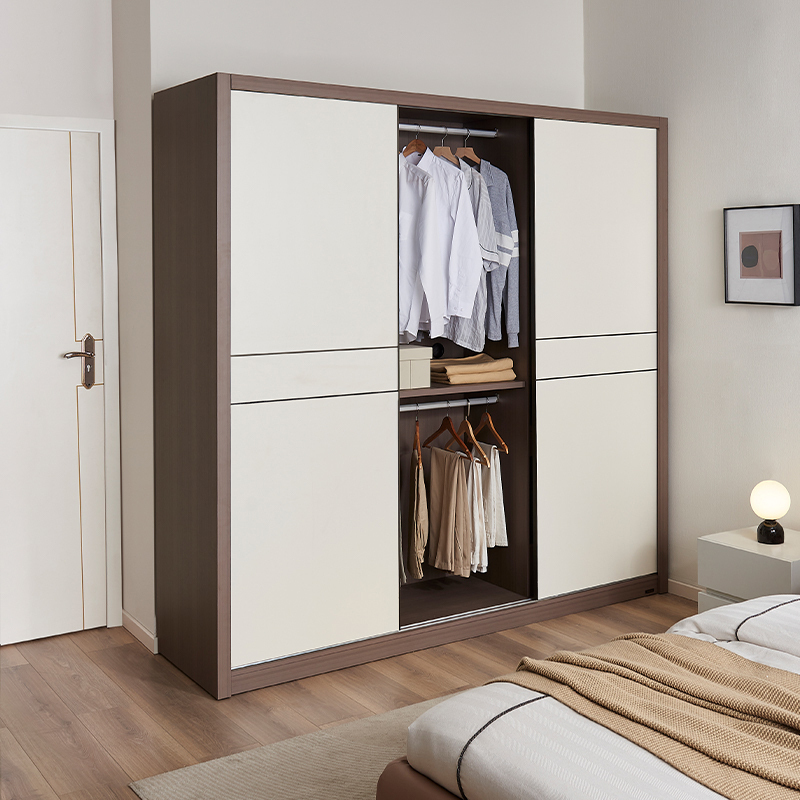 全友家居 衣橱衣柜时尚简约卧室家具小户型推拉门多区收纳储物柜