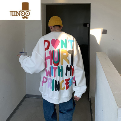 YANXU西海岸oversize发泡卫衣美式高街男情侣装长袖t恤款外套