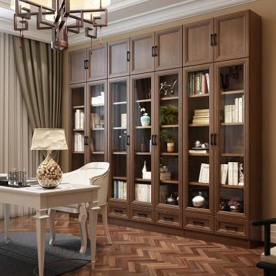 森美人简约现代书房两储物文件定制组合书柜书架玻璃书橱展示架