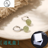 JiMis925银银耳扣和田玉耳环耳钉女玉石耳坠2022年新款潮秋冬耳饰耳圈