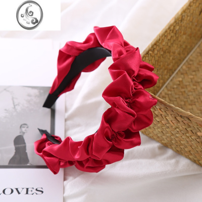 JiMi发箍宽边皱褶显脸小大肠头箍布艺压发简约成人发卡森女百搭头饰