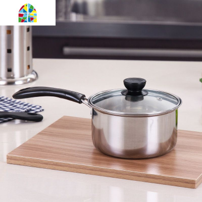 不锈钢奶锅电磁炉两用多功能平底小锅汤锅面条锅 FENGHOU 16cm足尺双耳奶锅