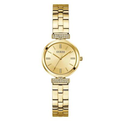 盖尔斯(GUESS)女款石英手表金色表盘时尚简约百搭配饰 quartz analog gold
