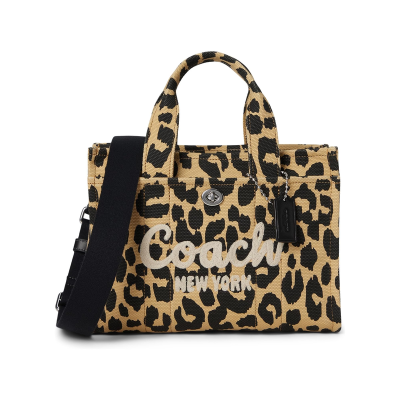 COACH 女士托特包 豹纹印花 棉质内衬 可调节肩带 进口面料 百搭手提包