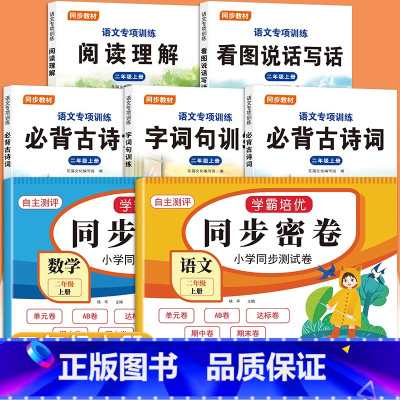 [共7本]语文专项全套+同步试卷 二年级上 [正版]二年级上册看拼音写词语生字注音小学生语文专项训练看图说话写话阅读理解