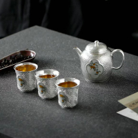 MULTIPOTENT整套茶具鎏银功夫茶具套组柿柿如意茶壶套装郑文强大师作品可收藏