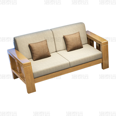 洛泰远 简约实木沙发原木色实木沙发 双人位 1440*750*880mm